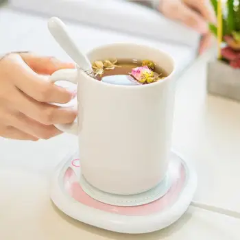

Warmer Electric Coffee Cup Heater Grain Milk Heat Insulation Plate Tea Beverage Mug Mat Pad Warmer For Office Home Walnut Grain