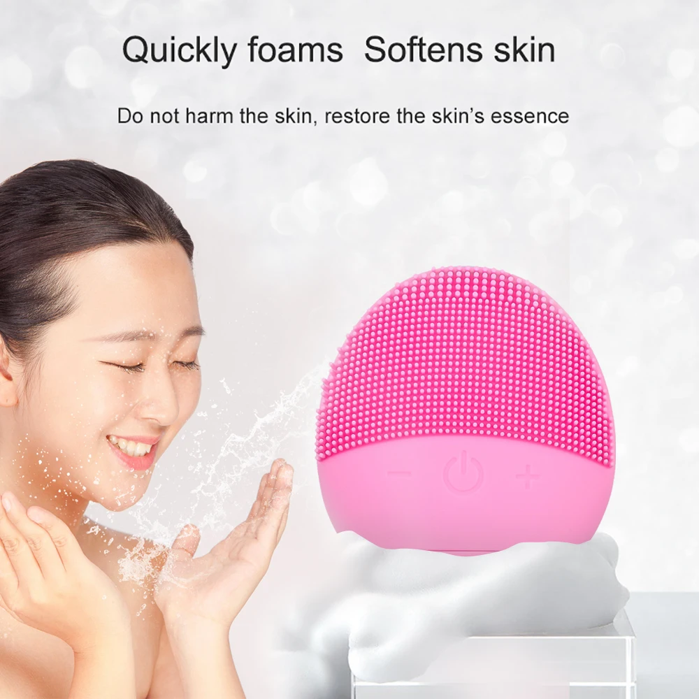 

Face Cleaning Brush Mini Electric Skin Care Face Cleanser Massage Washing Mechine Waterproof Silicone Cleansing Tools