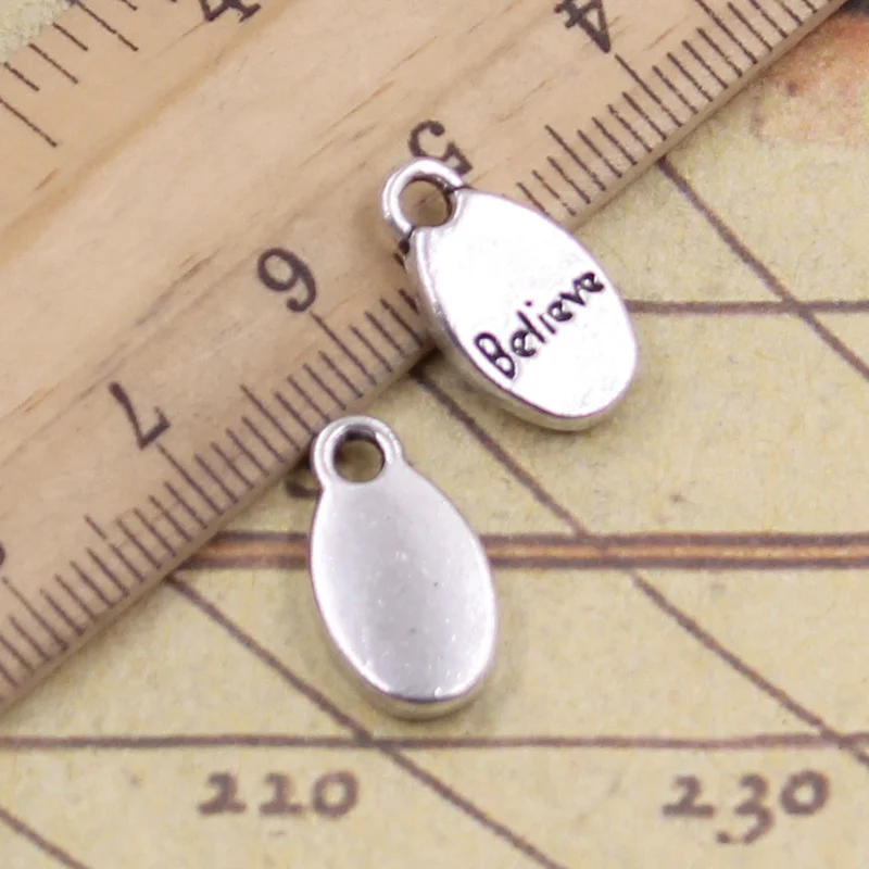 

10pcs/lot Charms plates believe 15x8mm Tibetan Silver Pendants Antique Jewelry Making DIY Handmade Craft for Bracelet Necklace