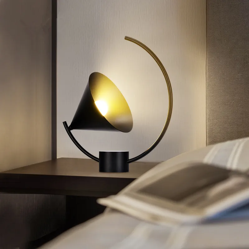 

Table Lamp Bedroom Bedside Light Modern Minimalist Study Living Room Desk Lamp Black White Lampshade
