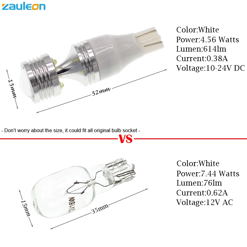 Zauleon 2 шт. T15 W16W 921 светодиодный дублирующая для парковки заднего вида лампа для автомобиля светодиодный ксеноновая 30 Вт белый автомобиль Стайлинг