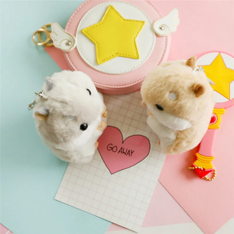 

New Cute Women Mini Hamster Fur Pompom Keychain Fluffy Key Chains For Car Trinkets Key Chain Faux Rabbit Monster Keychains Gift