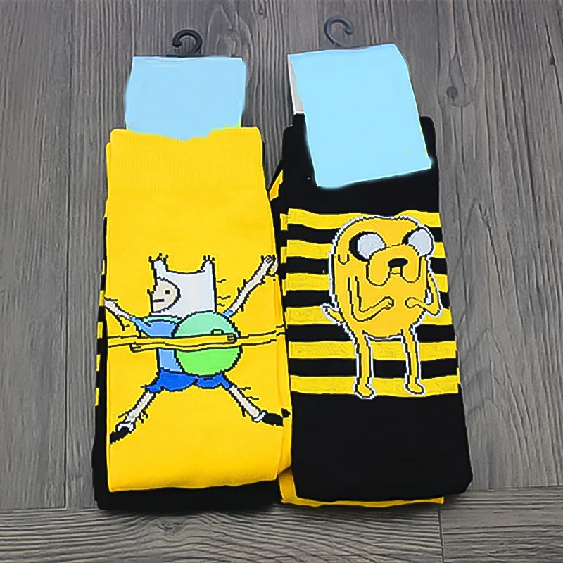 Cute anime cartoon adventure socks yellow street role playing cotton comics female men socks party novelty interesting spring