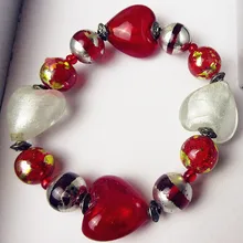 Изготовленная вручную стеклянная серебряная фольга, Бусина в форме сердца, аксессуары для свадьбы, дня рождения, вечеринки, очаровательный браслет, ювелирное изделие, подарок для женщин