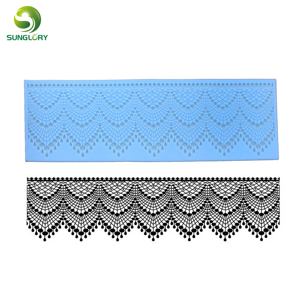 

Crown Pearl Silicone Lace Mat Border Jewelry Sugar Cake Lace Mold Cupcake Fondant Mold Gumpaste Baking Tools Wedding Decoration