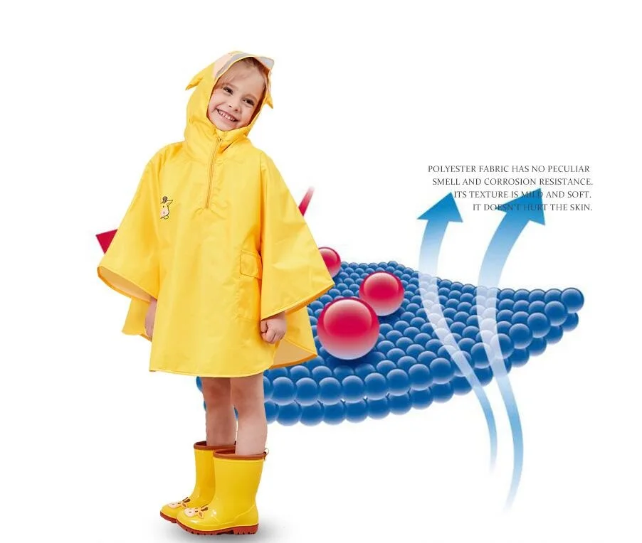 4.FreeSmily Raincoat for Children Rain Coat Kids Cloak Type Rainwear Rain Coat Printed Poncho Kids Rainproof Student Rainsuit