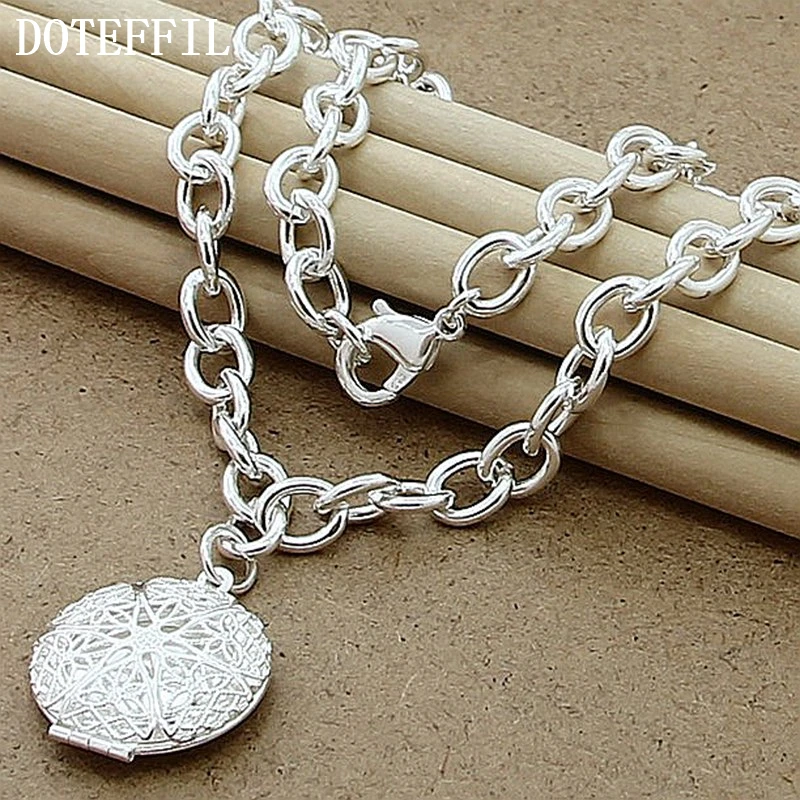 Fashion Silver Photo Frame Necklace Brand 925 Jewelry Silver Pendant