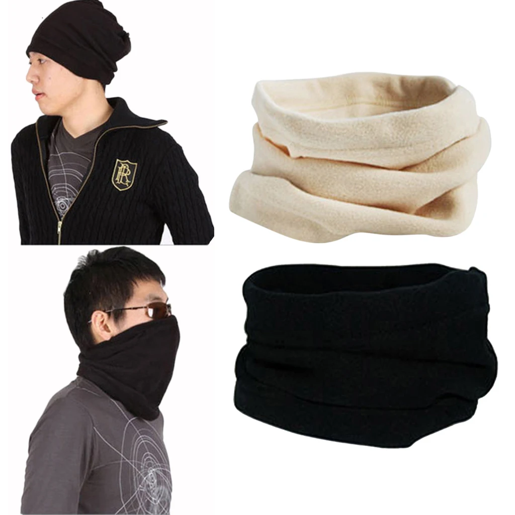 Pack of 2pcs Men Women Polar Fleece Neck Warmer Comfy Snood Scarf Ski Motorbike Masks