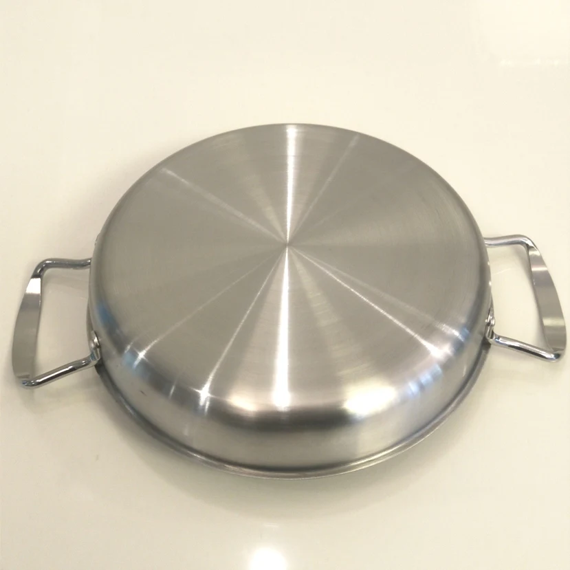 Сковорода жаровни и сковороды гриль из нержавеющей стали без покрытия.(диаметр: 24 см