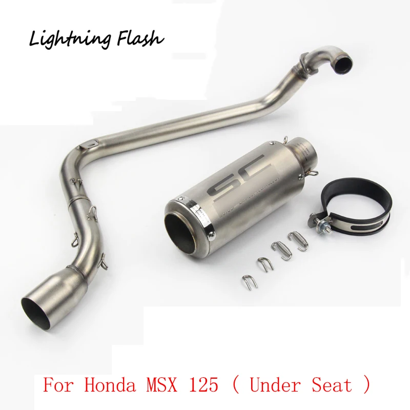 

For Honda MSX 125 Stainless Steel Motorcycle Full Exhaust System Header Link Pipe and Tail Pipe No DB Killer Slip On Under Seat