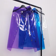 Прозрачные цветные юбки из ПВХ Женская однобортная юбка с высокой талией Faldas Mujer Moda Harajuku юбка голографическая Готическая