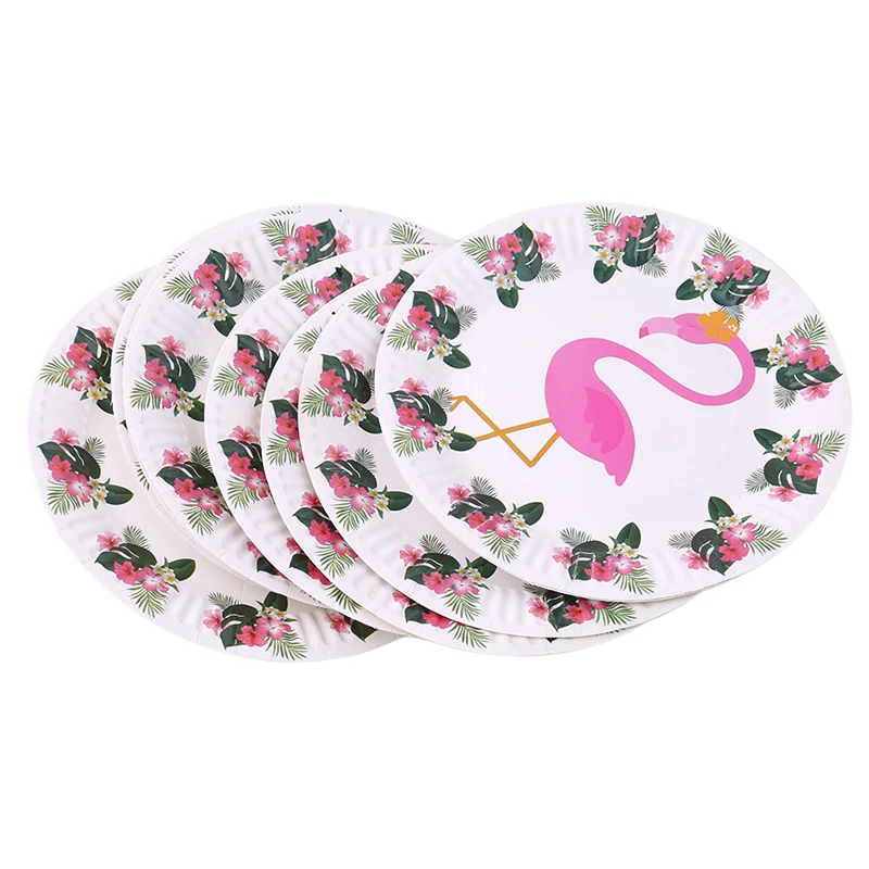 

Boy's & Girl's Birthday Party Decorations Flamingos Pattern Paper Plate For Children Paper Flag Hat Paper Popcorn Box Tablecloth