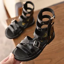 Summer Children Girls Roman High-top Boots Sandals Gladiator shoes Sandal cool boots Fashion Kids Soft Sole open toe Beach shoes girls roman sandals for kids princess shoes summer fashion high heels soft leather children open toe sandal dress wedding party