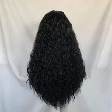24in вьющиеся парик длинные черные передние кружева толстые синтетические волосы для женщин 666