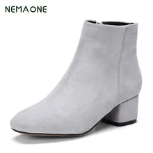 NEMAONE/женские ботильоны из натуральной кожи на низком каблуке; женские полусапожки на платформе; винтажные зимние ботинки; цвет черный, каштановый