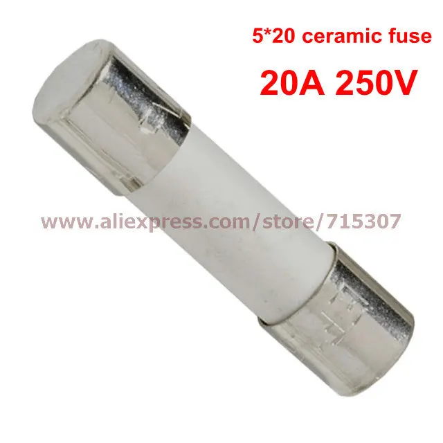 PHISCALE 100pcs 5*20 / 5x20mm Ceramic fuse 20A 250Vin Fuses from Home