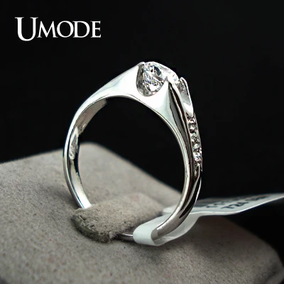 UMODE Fashion White Gold Color Mounting 0.5 ct CZ Cubic Zirconia Wedding Female Jewelry Women Rings Girls Accessories JR0064B