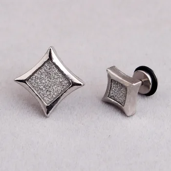 

Fashion Women Punk Color Stainless Steel Square White Crystal Frosting Barbell Stud Earrings Jewelry