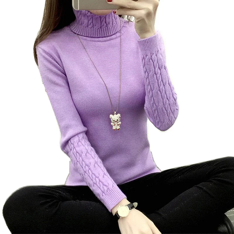 

Women knitted Sweater Female Soft Skinny Winter Turtleneck Women Bodycon Basic Pullovers Long Sleeve Pull Femme Coat Female Top