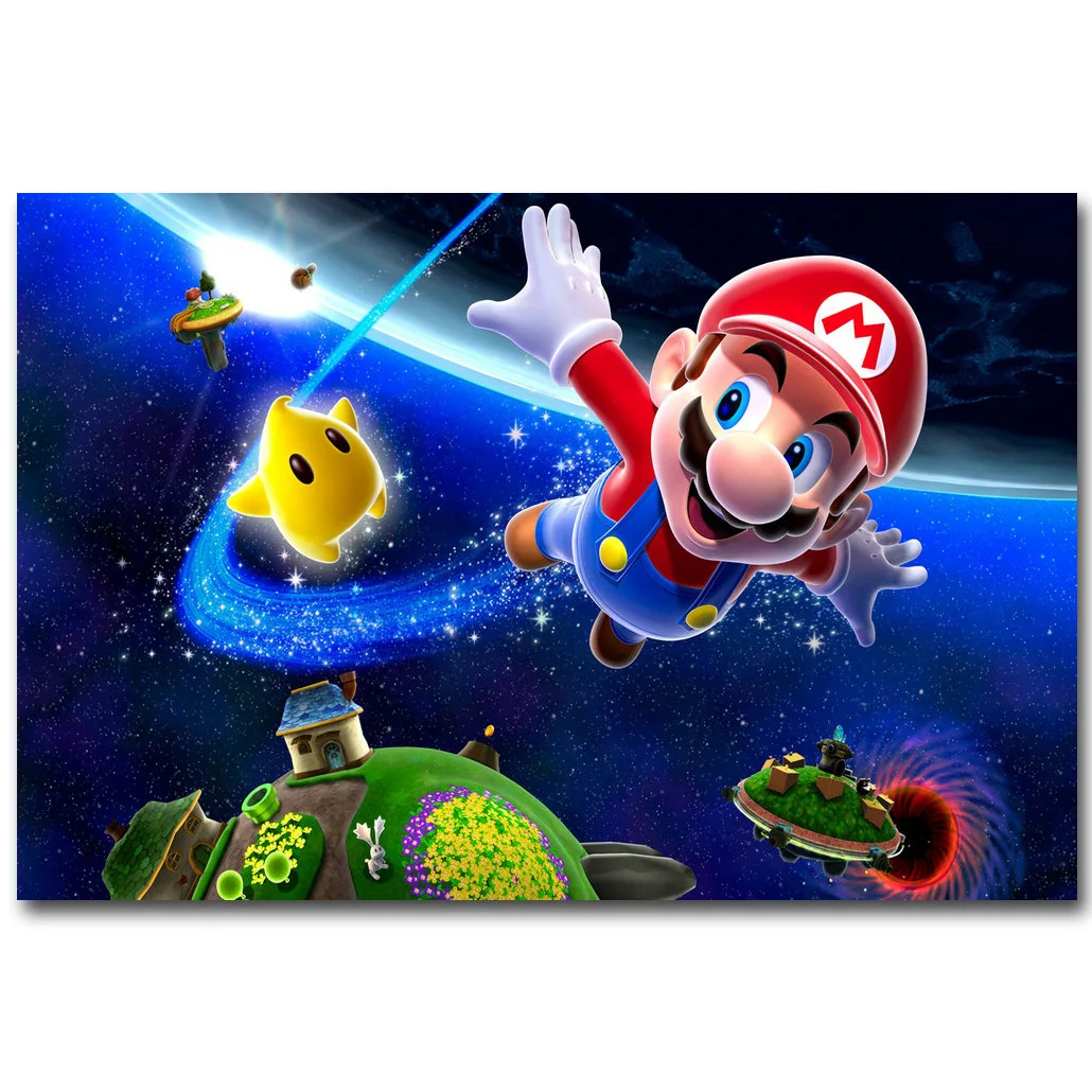 Super Mario Galaxy Art Silk Fabric Poster Print 13x20 24x36 inch Vedio ...