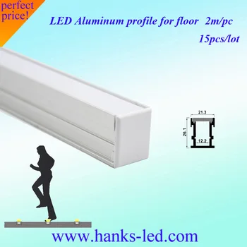 

Free Shipping 15x2m Recessed Aluminium Floor Profile Channel With Milky Diffuser for 12mm PCB LED Strip or LED Bar Light
