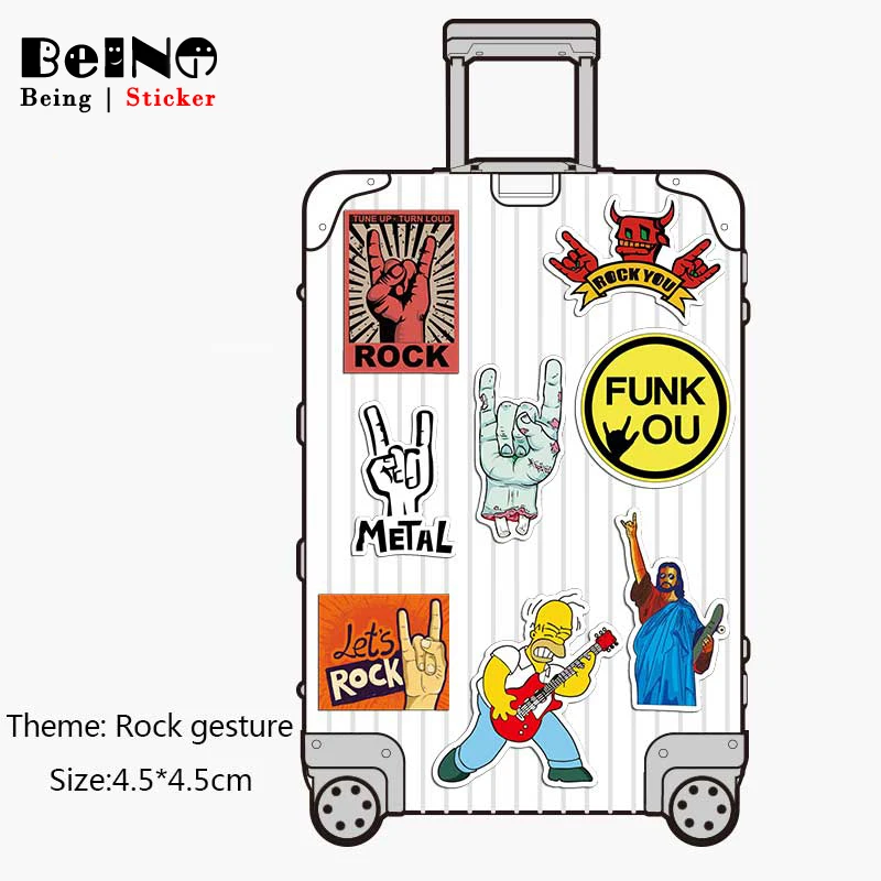 

Rock Finger Gesture Sticker Logo Sign Ticket Waterproof Suitcase DIY Laptop Guitar Luggage Skateboard Toy Lovely Stickers QY48