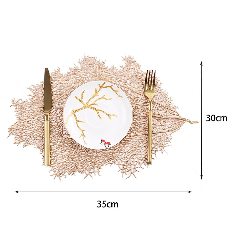 Baispo ПВХ коврики для журнального стола столовые приборы для столовой Коралловая веточка листьев лотоса имитация растений подстаканник кухня Рождество домашний декор