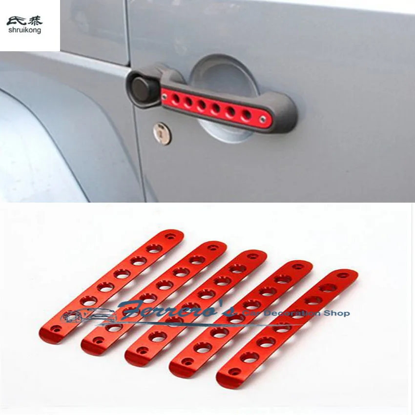 Alluminum Alloy Moulding Door Handle Cover Trim Bar Exterior For Jeep