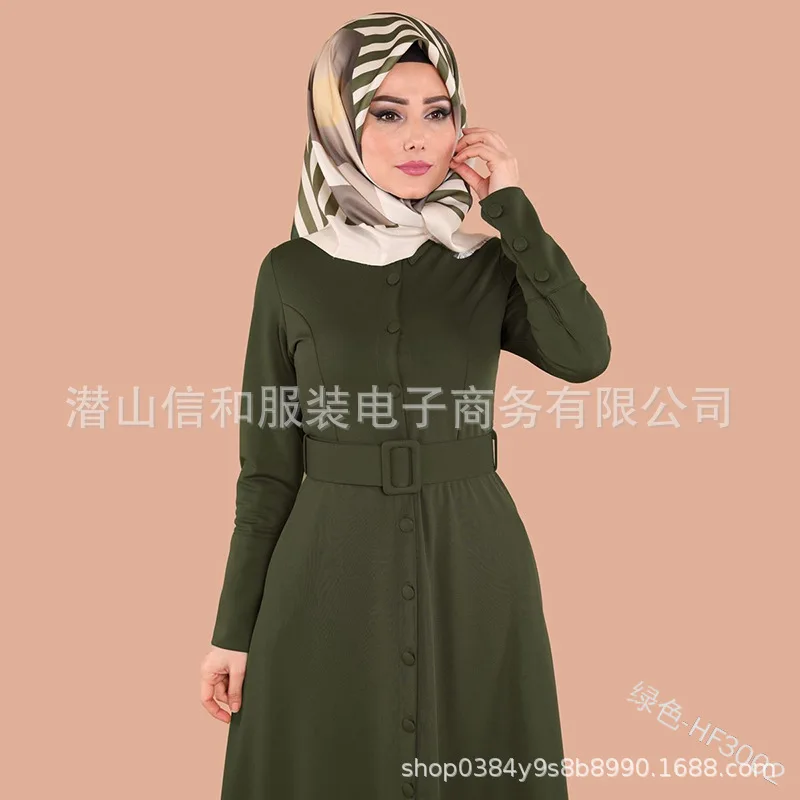 WEPBEL мусульманских женское платье твердые цветные ленты Кнопка Повседневное летние Исламская Абая Арабский Стиль свободные трапециевидной формы женские платья