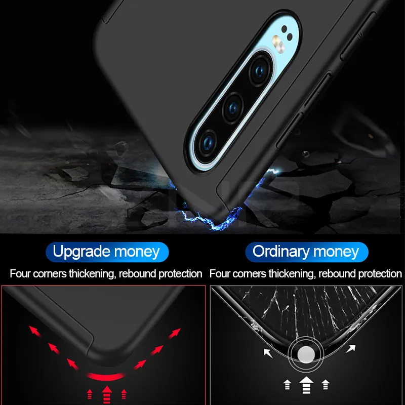 ZNP Luxury 360 Degree Full Cover Phone Case For Huawei P30 Pro P30 Shockproof Cover For Huawei P30 Lite Capa Cases with glass