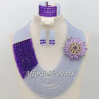 

Purple Lilac Wedding Costume Jewelry Nice Dubai Gold Jewelry Set Handmade Item Wholesale Free Shipping ABE140