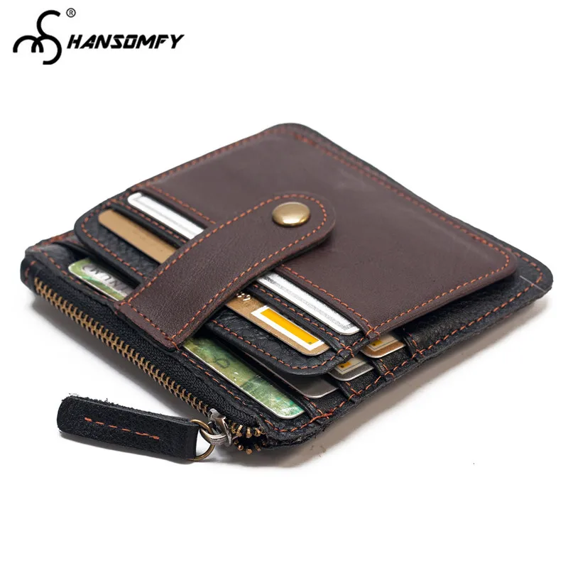 

Coin purses Genuine Leather zipper card set ultra-thin mini credit Card holder bag bus card package small purse Money wallets