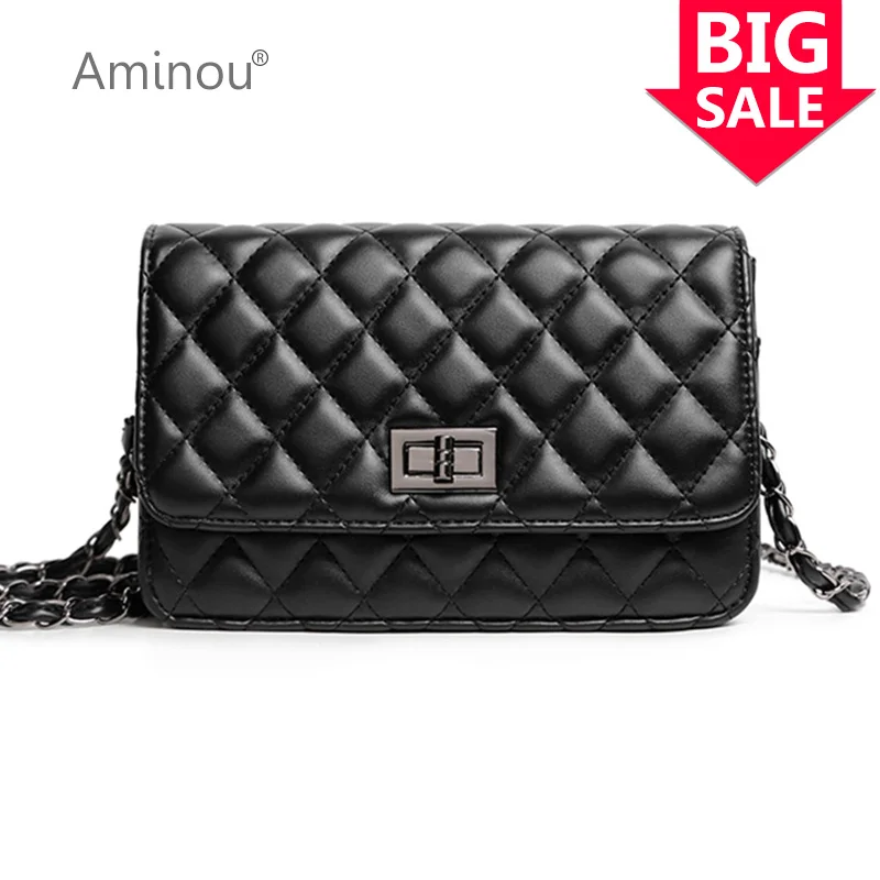 High Quality Gold Chain Flap Bag Fashion Women Quilted Plaid Shoulder Bags Vintage Black Leather Ladies Crossbody Bag For Girl High Quality Gold Chain Flap Bag Fashion Women Quilted Plaid Shoulder Bags Vintage Black Leather Ladies Crossbody Bag For Girl