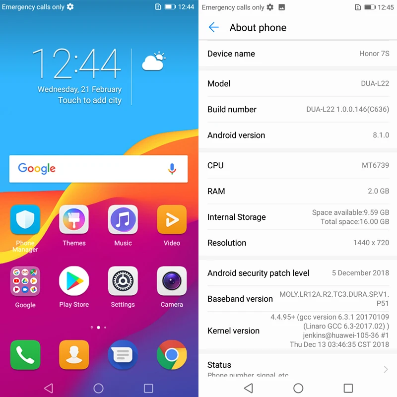 Оригинал глобальная версия Honor 7 S 2 ГБ 16 смартфон MT6739 четырехъядерный процессор 13