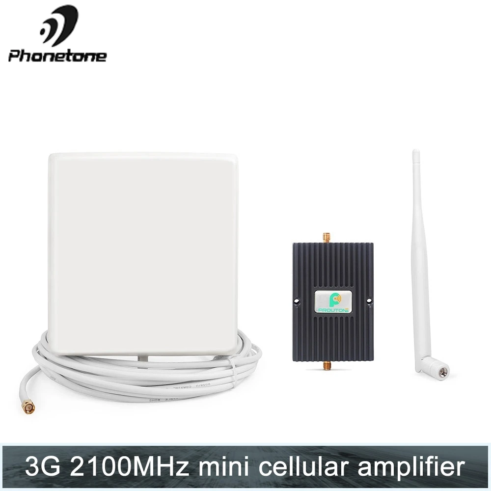 

2100MHz 3G Signal Booster 65db Signal Receiver mini Amplifier with Indoor Whip Antenna and Outdoor Directional Panel Antenna