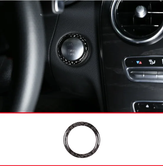 

Real Carbon Fiber Car Engine Start Stop Button Ring Stickers For Mercedes Benz C Class W205 GLC X253 2015-2019 Accessories