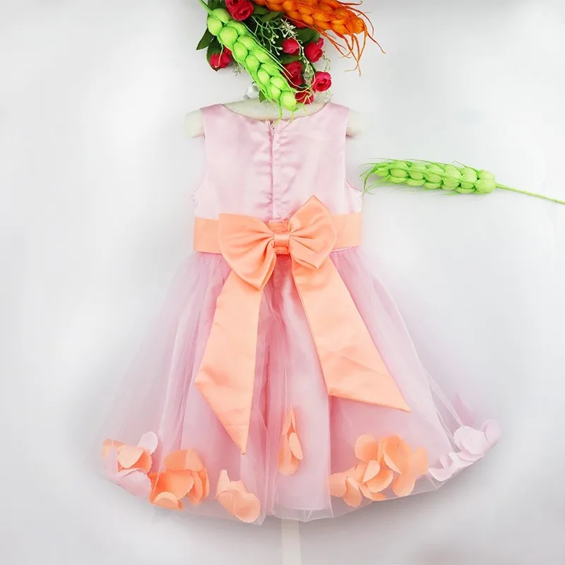 Детское праздничное платье из тюля с лепестками цветов для маленьких девочек; праздничное платье для свадебных торжеств; платье с цветочным узором для девочек; детское платье принцессы
