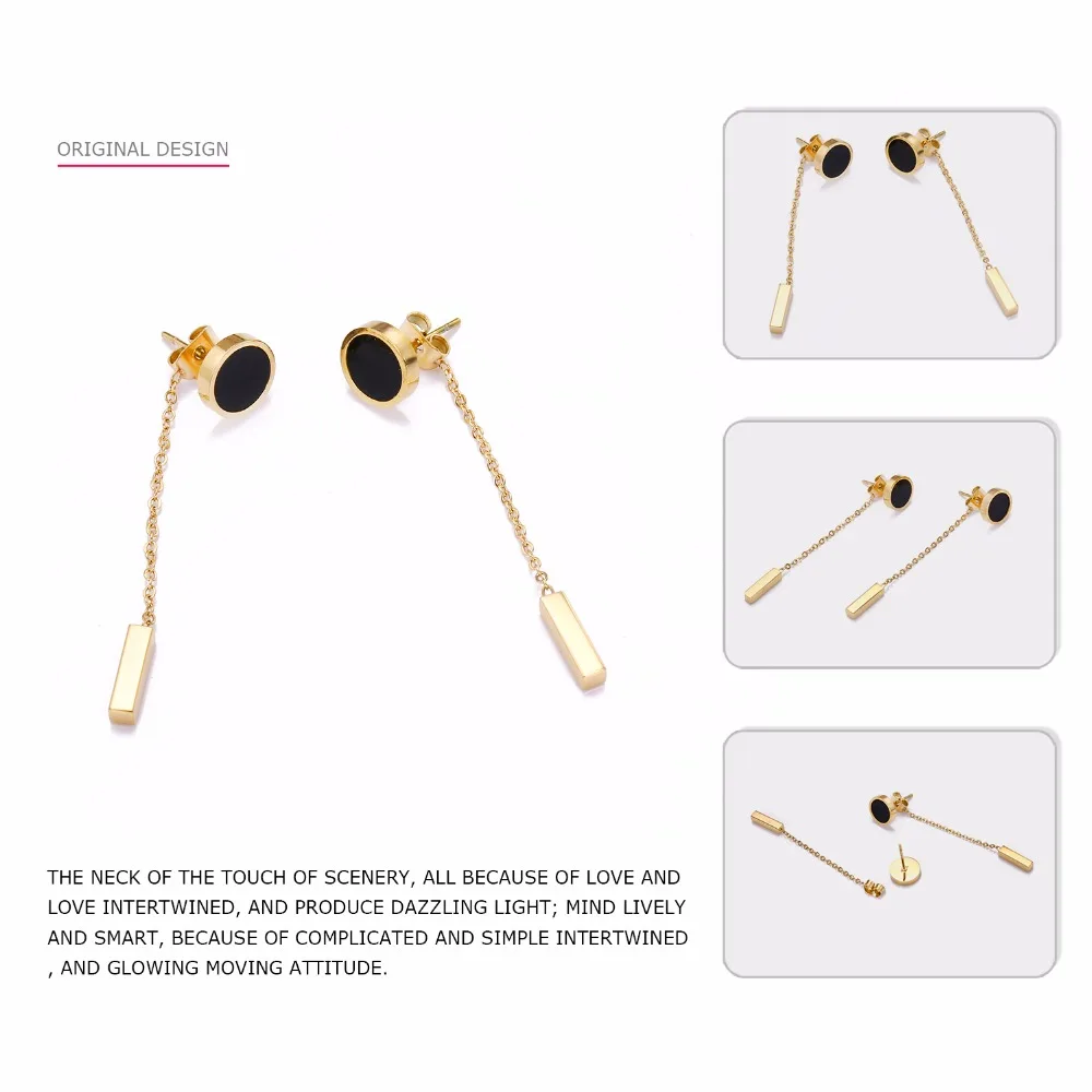 eManco Acrylic Dangle Earrings for Women Long Chain Luxury Design Top Stainless Steel Drop Earrings With Cute Pendants