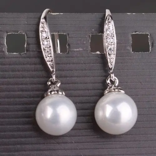 Wholesale price lovely 12mm white shell pearl earrings 925s 30% off B1102 | Украшения и аксессуары