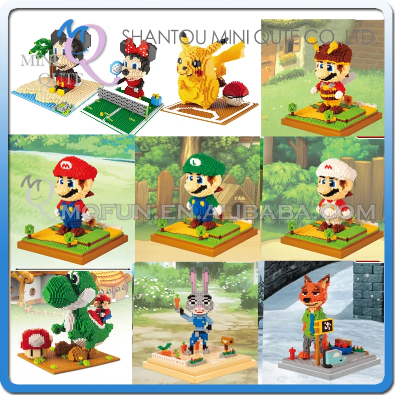 

Mini Qute LNO diamond Anime HUGE pikachu super mario Zootopia yoshi plastic building block model action figures educational toy