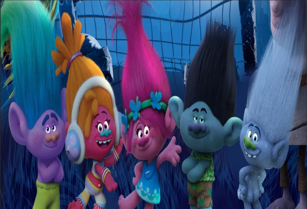 7x5FT Good Luck Trolls Poppy Branch Biggie крик пользовательский фон для фотостудии виниловый