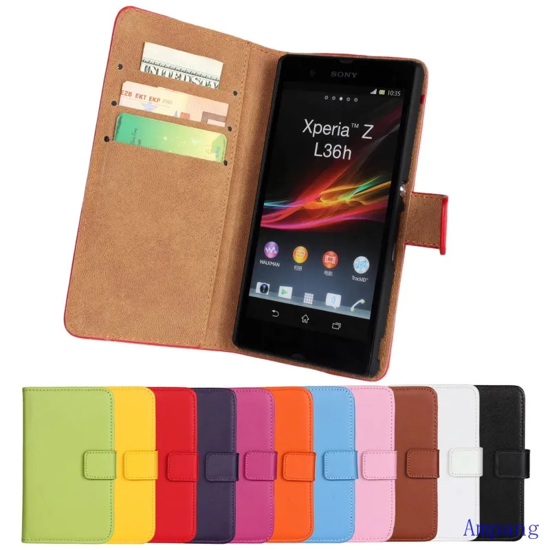 Премиум кожаный чехол для Sony Xperia Z C6603 C660x L36i C6602 с отделением карт из натуральной