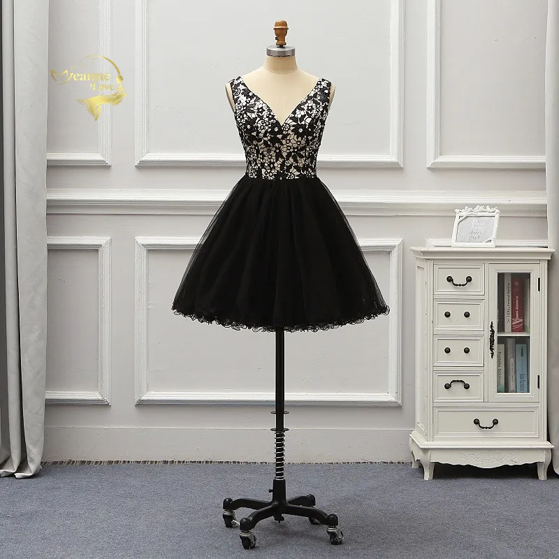 Короткие черные кружевные коктейльные платья Vestido De Noiva Бальное мини платье для