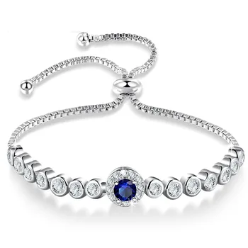 

Luxury Crystal Adjustable Bracelet Sky-blue Austria AAA Shining Bracelets For Women Femme Jewelry Wedding Gifts pulseras mujer