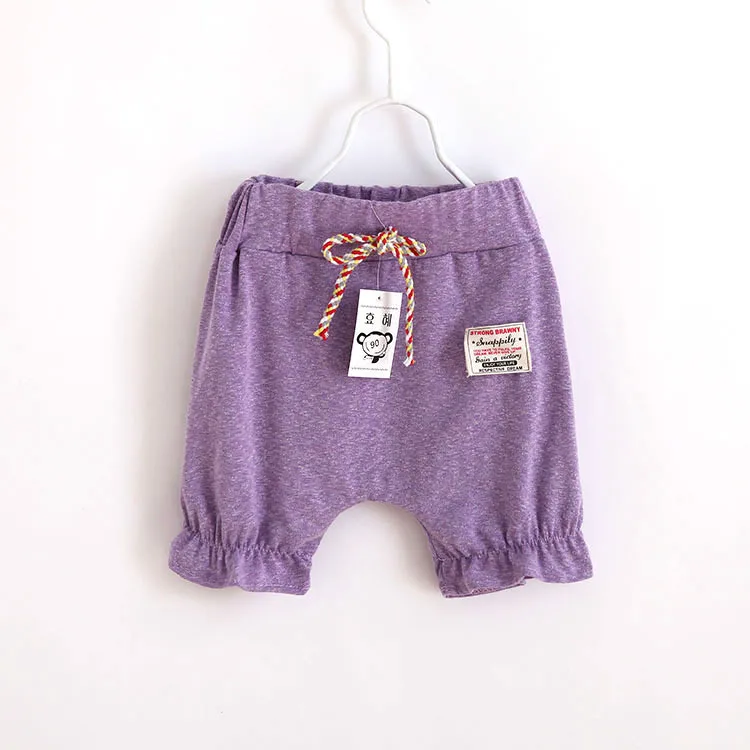 Новинка детские штаны на лето из хлопка для мальчиков и девочек 2-7 лет штаны-шаровары на 5 баллов детские штаны с цветочками штаны для прогулок - Цвет: Purple