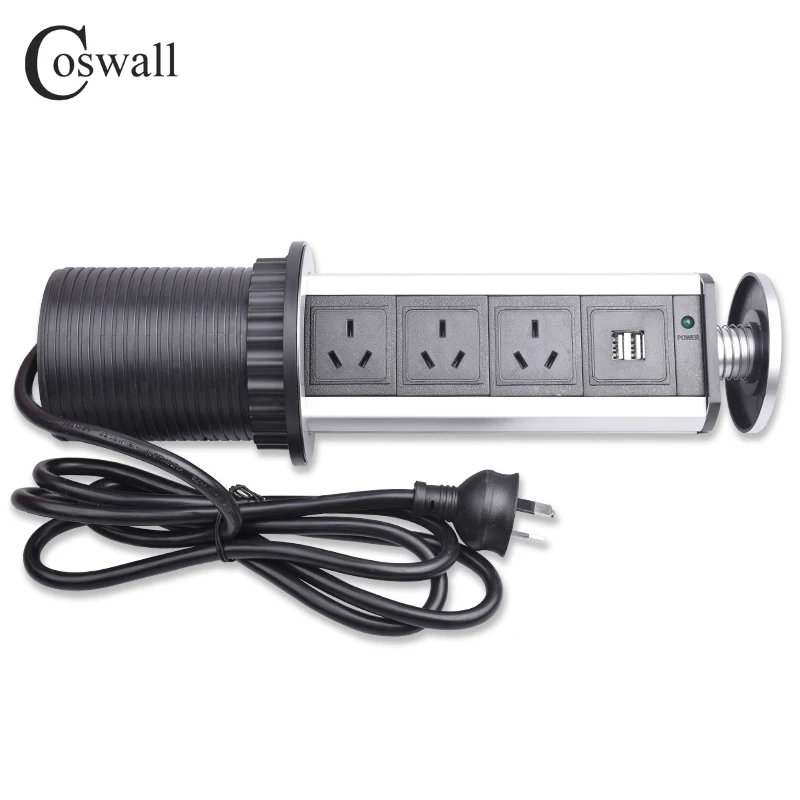 COSWALL PULL POP UP 3 power AU/New Zealand розетка 2 usb порт для зарядки кухонные настольные розетки