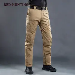 Походные тренировочные брюки мужские армейские сетчатые брюки из полихлопка с тефлоновым рипстопом водонепроницаемые черные тактические
