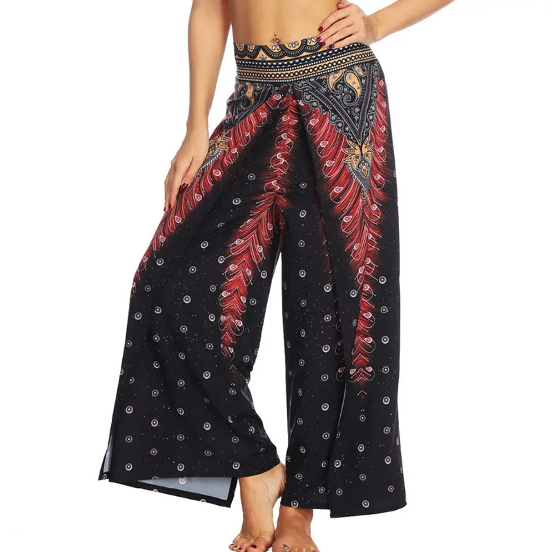 Frauen Breite Bein Boho Yoga Harem Pants Bequeme Gypsy Hippie Indischen Thailand Böhmischen Palazzo Hosen Gesmokt Taille Aladdin Hosen