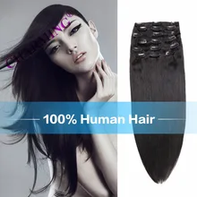 Chamring 8A Indian Virgin Hair Straight 6pc Clip In Human Hair Extension Brazilian Remy Human Hair Pure Color Clip