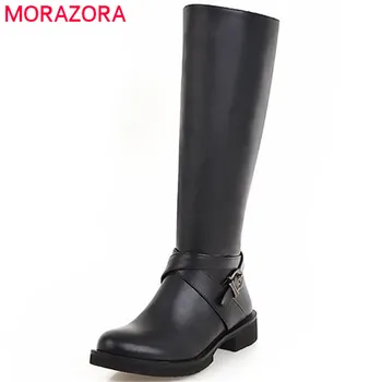 

MORAZORA 2020 big size 33-46 round toe knee high boots women zipper simple autumn winter boots comfortable casual shoes woman